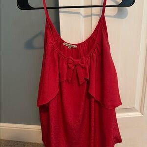 Red Bow Detail Women's Top